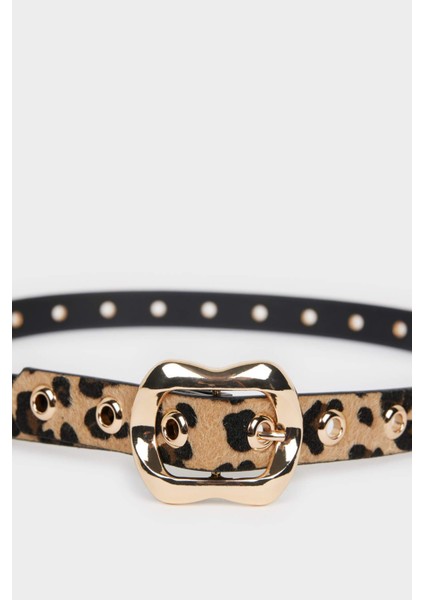 Kadın Leopar Desenli Suni Deri Günlük Kemer F3368AXNS modelleri