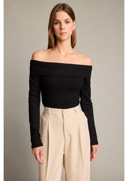 Kayık Yaka Uzun Kollu Tişört G5054AX25WN