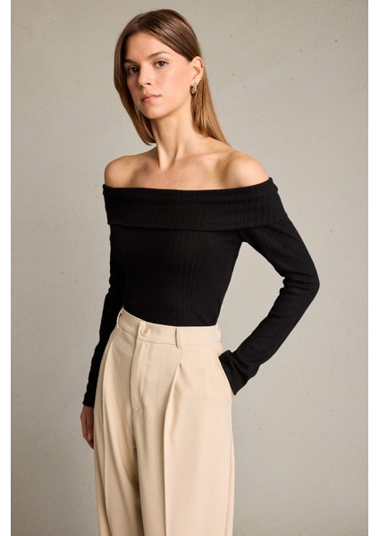 Kayık Yaka Uzun Kollu Tişört modelleri