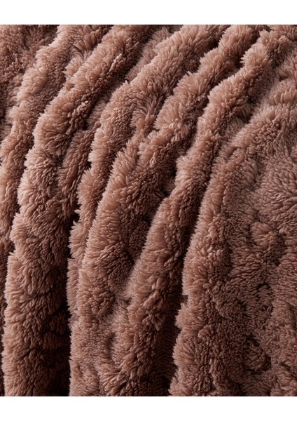 Leopard Jakarlı Wellsoft Tv Battaniye 120X160 cm Koyu Bej modelleri