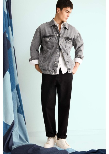 Oversize Geniş Kalıp Düğmeli Denim Ceket F4736AX25AU fiyatları