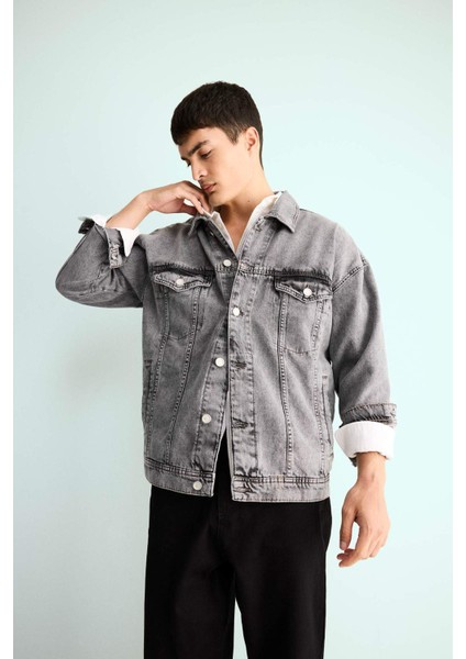 Oversize Geniş Kalıp Düğmeli Denim Ceket F4736AX25AU modelleri