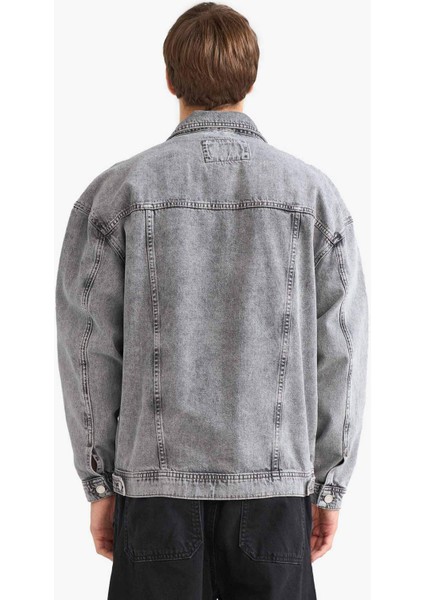Oversize Geniş Kalıp Düğmeli Denim Ceket F4736AX25AU