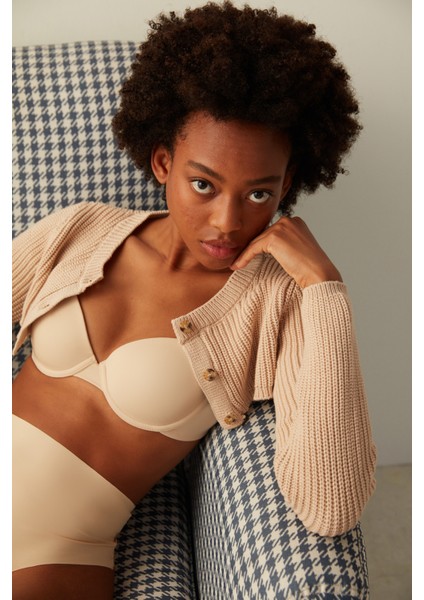 Bej Daylift Balenli Dolgusuz Sütyen