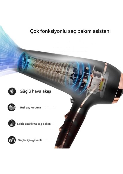 Siyah Elektronik Fön Makinesi 1800 W Saç Kurutma ve Şekillendirme