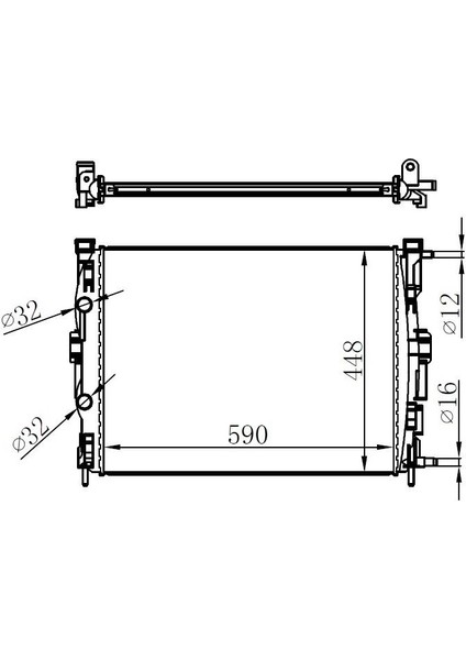 Orıs MRN261034 - Motor Su Radyatörü Renault Megane Iı 02 Scenıc 03 1.5-1.9dci/1.4-1.6-2.0 16V Ac Klimasız Mek 585×428X32