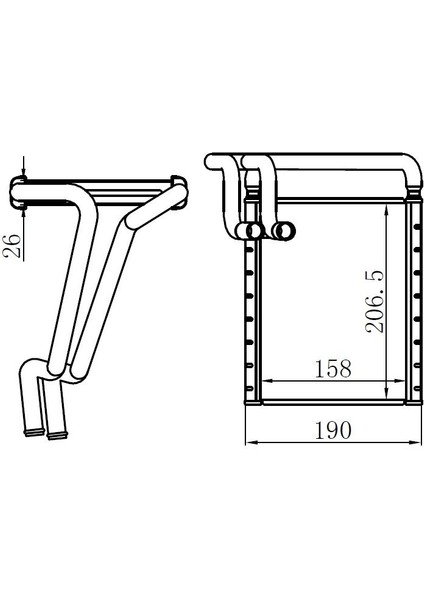 Orıs KHY102026 - Kalorifer Brazing Heater 158×216.5X26 Elantra 1.6crdi/1.6i - I30 / Ceed 2010 77652