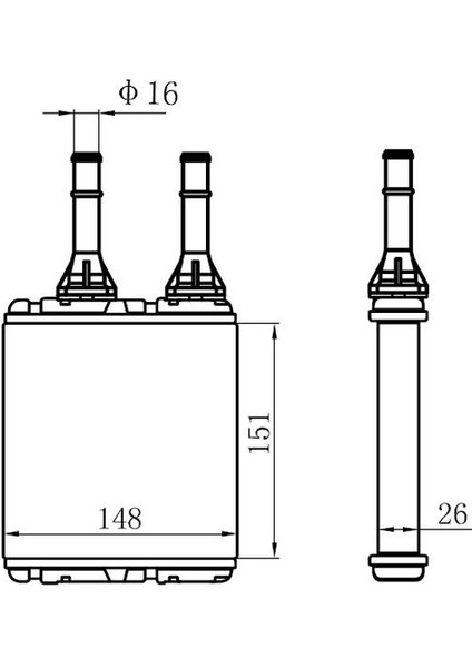 Orıs KNI001026 - Kalorıfer Radyatoru Brazıng Nıssan D22 At/mt Sanzuman 151×147X26