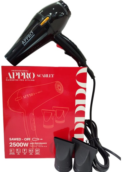 2500W Profesyonel Siyah Fön Makinesi, Güçlü ve Şık Tasarım