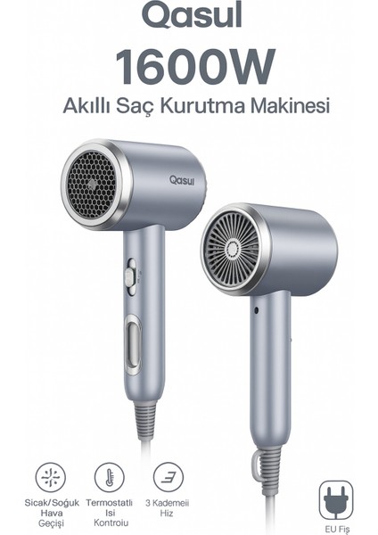 1600W 3 Hız Ayarlı Metal Kasa Saç Kurutma Makinesi, Soğuk ve Sıcak Hava Seçeneği