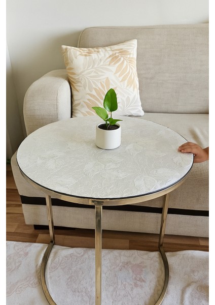 Yuvarlak Orta Sehpa Yaprak Desenli Çeyizlik Pvc Şeffaf Masa Örtüsü Hasır Lüx Silinebilir Sofra Bezi fırsatları