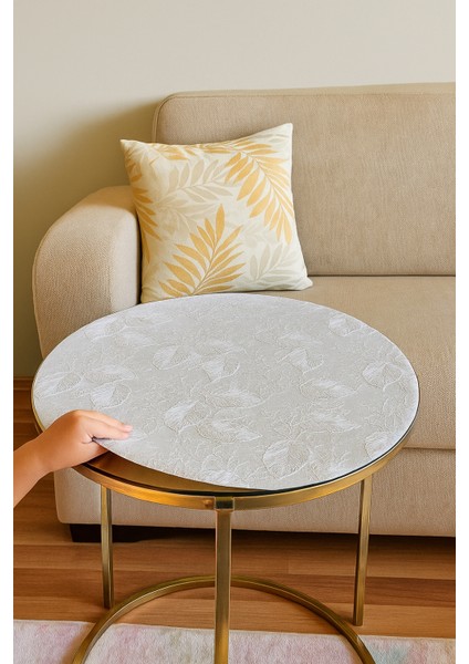 Yuvarlak Orta Sehpa Yaprak Desenli Çeyizlik Pvc Şeffaf Masa Örtüsü Hasır Lüx Silinebilir Sofra Bezi indirimleri