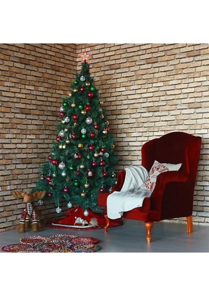 300 cm Yılbaşı Ağacı 1800 Gür Dallı Metal Gövde Metal Ayak 200 Süs Hediyeli
