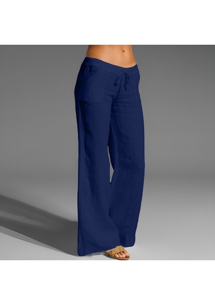 Barbora Keten Günlük Yazlık Rahat Kesim Kadın Pantolon LN239LACIVERT5 fiyatları