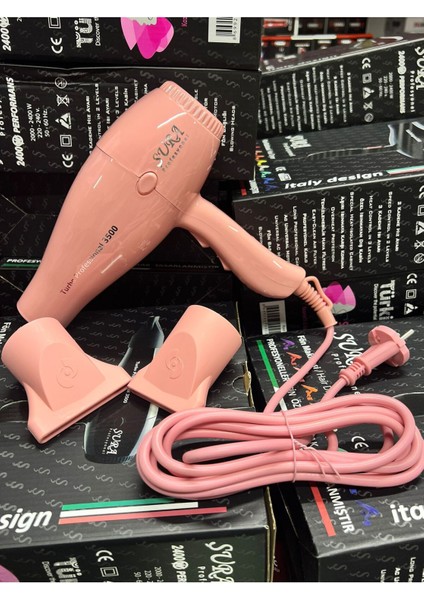 Güçlü 2400W Profesyonel Saç Kurutma Makinesi, Şık Pembe Renk Seçeneğiyle. fiyatları