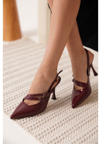 Lenora Kadın Bordo Rugan Topuklu Ayakkabı modelleri