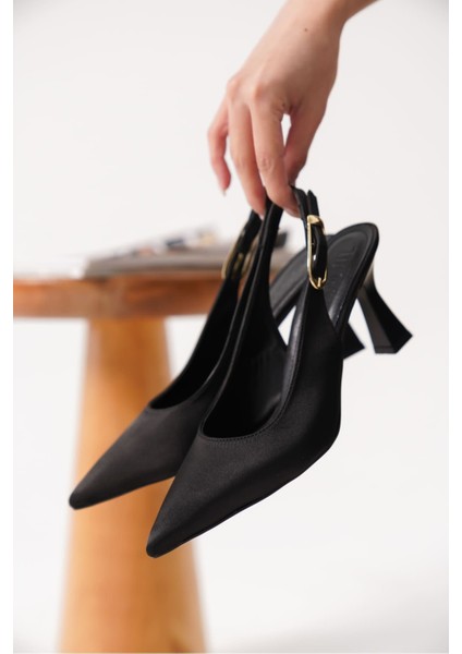 Ophelia Kadın Siyah Saten Topuklu Ayakkabı modelleri