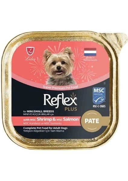 Reflex Plus Pate Karidesli ve Somonlu Küçük Irk Yetişkin Konserve Köpek Maması 85 gr