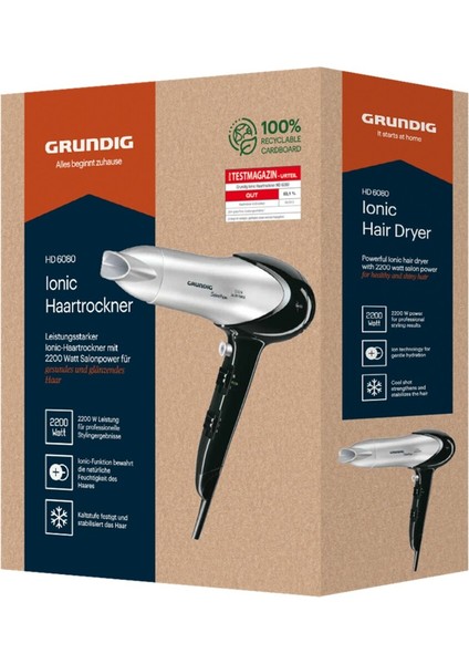 Beyaz Hd 6080 Saç Kurutma Makinesi, Güçlü ve Hafif Tasarım
