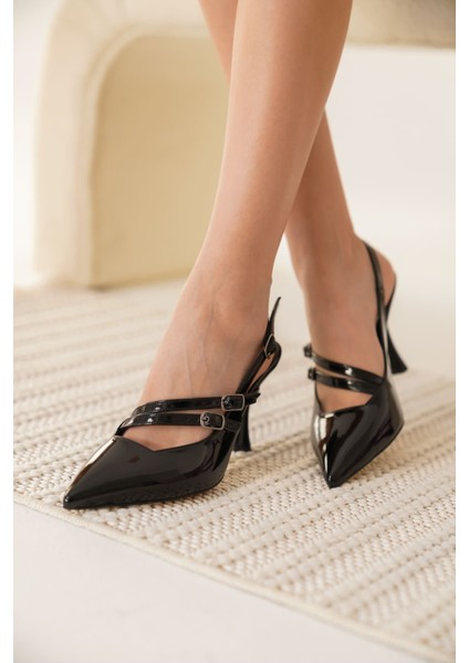 Lenora Kadın Siyah Rugan Topuklu Ayakkabı modelleri