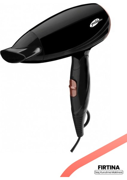 Güçlü 1600W Katlanabilir Saç Kurutma Makinesi, 2 Isı Seviyesi, Siyah