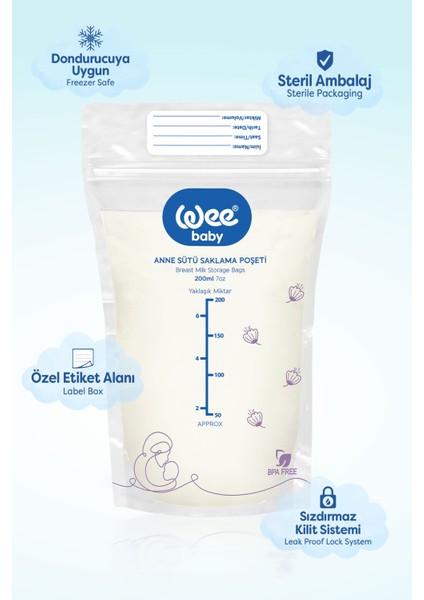 Wee Baby 20'li Anne Sütü Saklama Poşeti (20X12 240 Adet) fırsatları