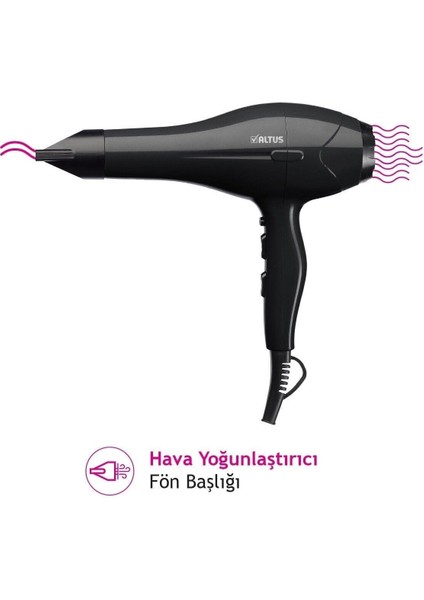 2100 W Güçlü Saç Kurutma Makinesi, Şık Siyah Tasarım