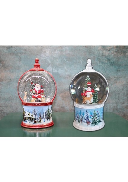 Kardan Adam ve Noel Babalı Işıklı Müzikli Kar Küresi ALK3183 ( Lisinya )