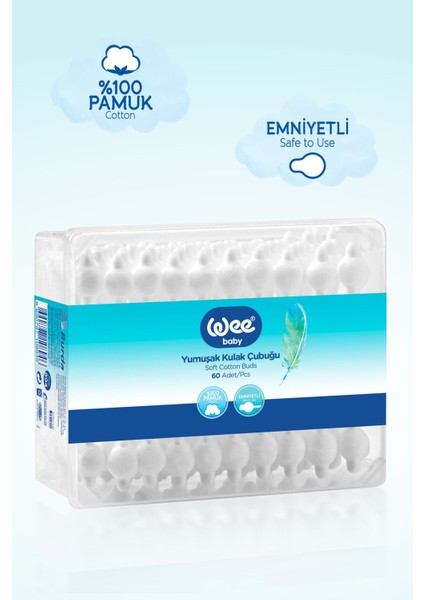 Wee Baby 60'lı Emniyetli Kulak Çubuğu (60X24 1440 Adet) fırsatları