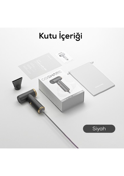 Mini Isı Dereceli LED Işıklı Saç Kurutma Fön Makinesi, Siyah Gri indirimleri