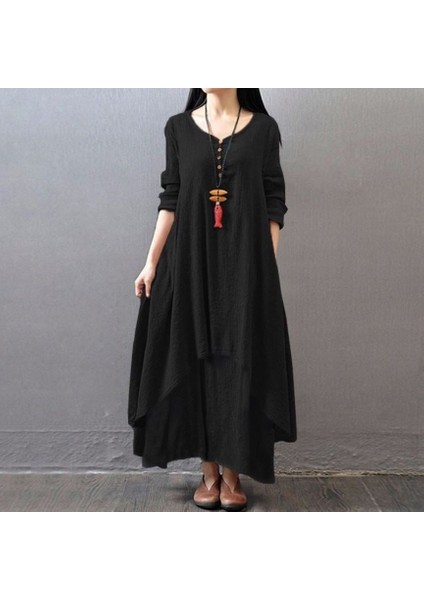 Keten Günlük Yazlık Salaş Kadın İki Katlı Elbise fiyatları