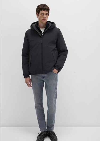 Kapüşonlu Siyah Mont 0110617-71379 fiyatları