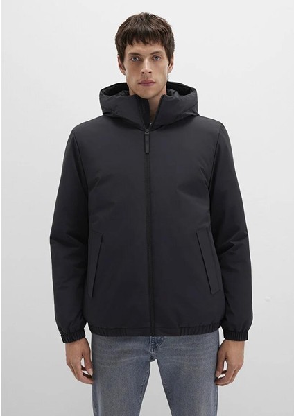Kapüşonlu Siyah Mont 0110617-71379 fırsatları