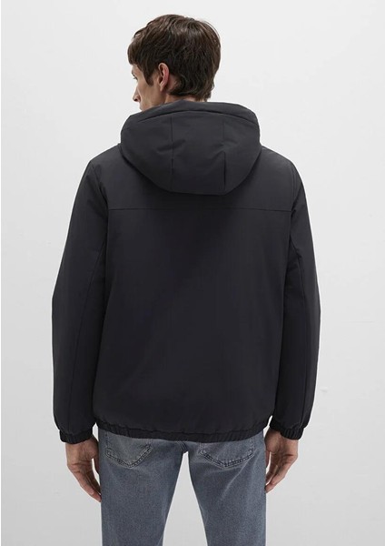 Kapüşonlu Siyah Mont 0110617-71379 indirimleri