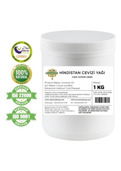 Hindistan Cevizi Yağı 1 kg