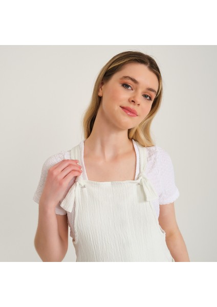 Askılı Büyük Cep Detaylı Kadın Salopet Tulum