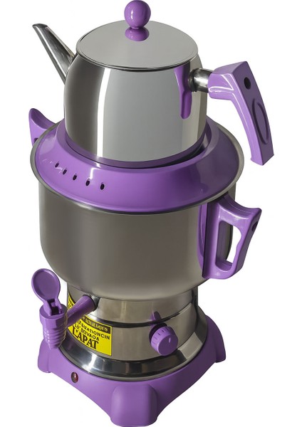Elektrikli Semaver & Çay Makinesi & Çaycı - Paslanmaz Çelik 45 Bardak Lila
