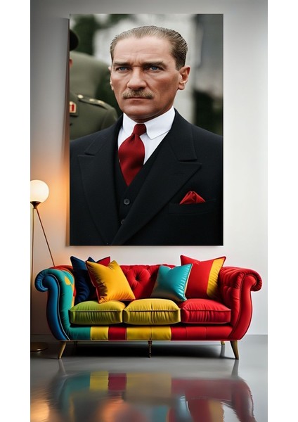 Atatürk Portresi V2 Ev Duvar Salon Güzellik Salonu Ofis Dükkan Dekarasyon Kanvas Tablo