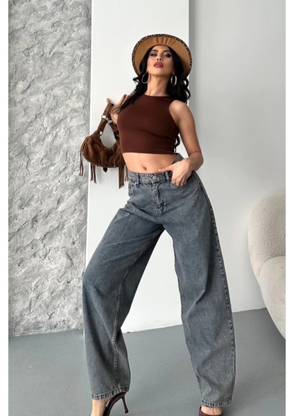 Baggy Kar Yıkama Eskitme Kahve Jeans Pantolon D2007 fiyatları