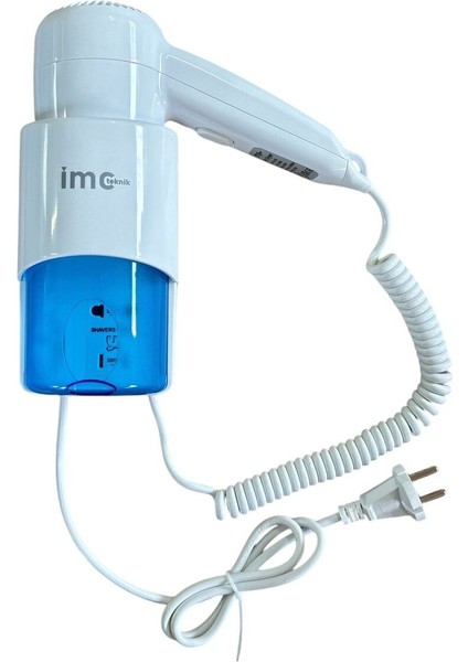 Otel Tipi 1300W Saç Kurutma Makinesi, Tıraş Prizli, Beyaz Renk