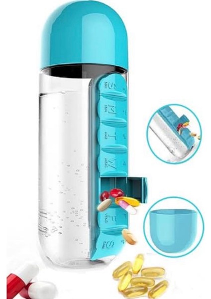 600 ml 7 günlük saklama kutulu hazneli su matarası