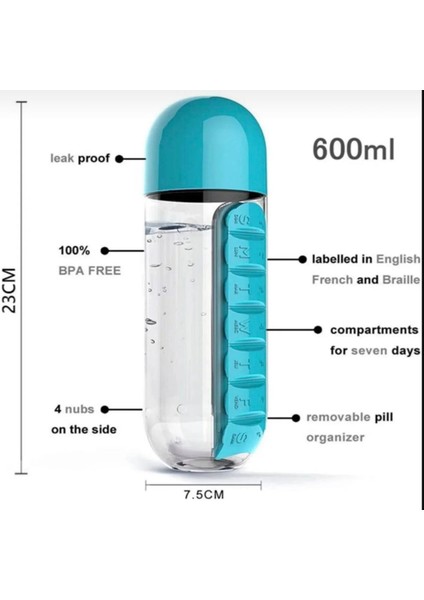 600 ml 7 günlük saklama kutulu hazneli su matarası fiyatları