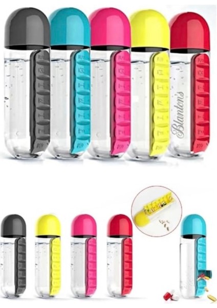 600 ml 7 günlük saklama kutulu hazneli su matarası modelleri