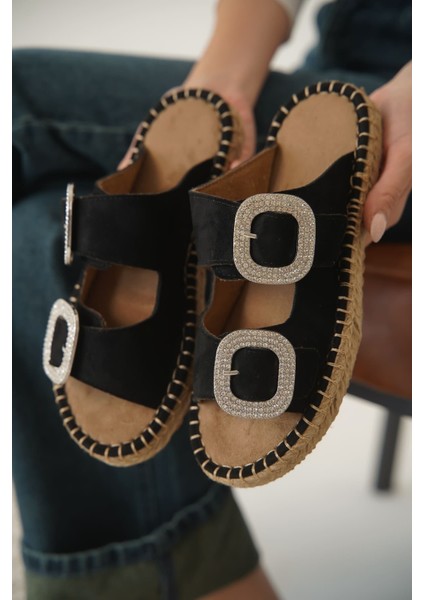 Tyna Süet Siyah Taşlı Kadın Terlik fiyatları