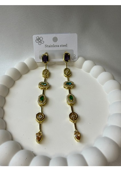 Renkli Taş Kolye Küpe Set fırsatları