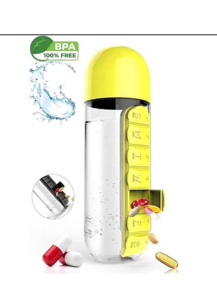 600 ml 7 günlük saklama kutulu hazneli su matarası