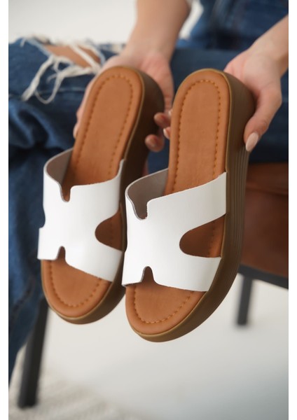 Borlina Beyaz Hakiki Deri Terlik fiyatları