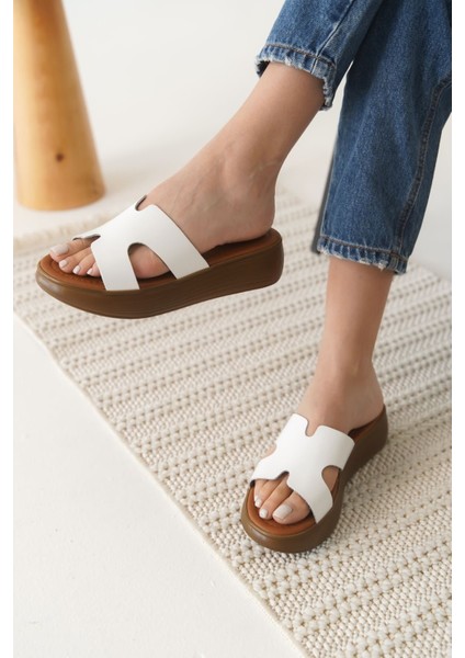 Borlina Beyaz Hakiki Deri Terlik fırsatları