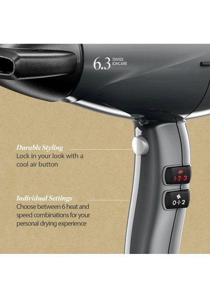 Kıvırcık Saçlar Için Difüzörlü Profesyonel ve Sessiz Saç Kurutma Makinesi, Gri indirimleri