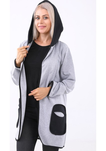 Sezonluk Kapüşonlu Cepli Kadın Uzun Ceket indirimleri